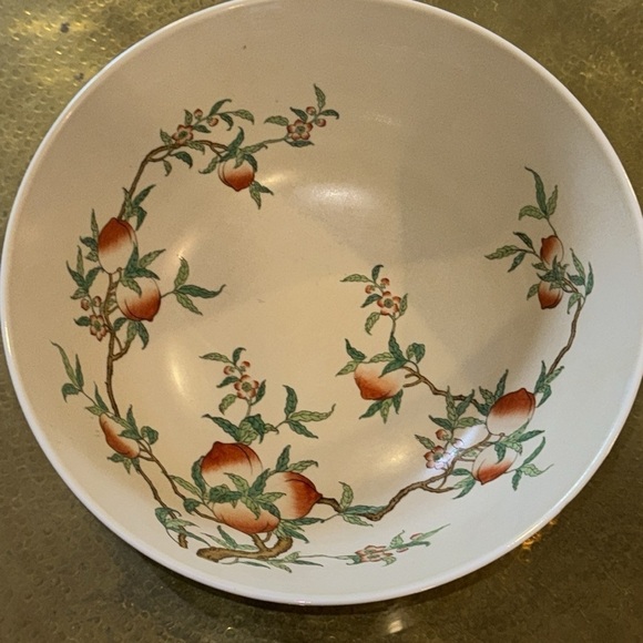 Over Joy Other - Overjoyed hand painted in Hong Kong Chinese antique porcelain Bowl With Peach